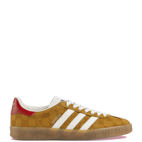  GUCCI/古驰 22年秋冬新款 adidas联名系列 女士米色/棕色老花帆布配可持续材料Demetra白色三条纹运动鞋帆布鞋707868UWV207162