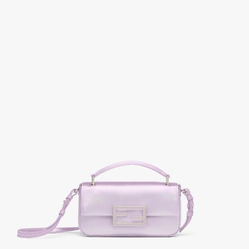  FENDI芬迪 22年秋冬 女士 单肩包 淡紫色桑蚕丝手机包 7AS142AMCPF0PG2