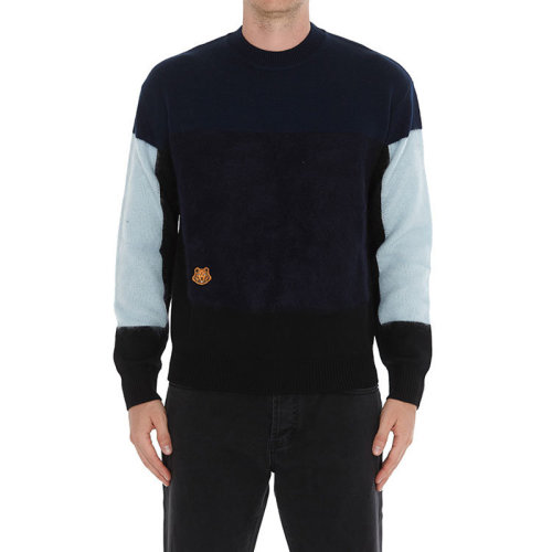 KENZO/高田贤三 男装 服饰 混色圆领虎头图案时尚休闲 男士针织衫/毛衣