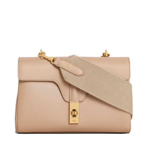 CELINE/赛琳 22新款16 TEEN系列 女士卡其色/猎装色(safari)小牛皮金扣翻盖开合扭锁斜跨单肩包196853CR4.03SA