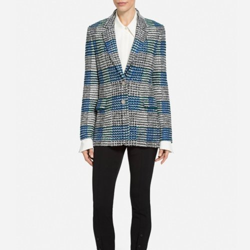 St.John/盛蔷缎带格子呢针织女士夹克K6100X1