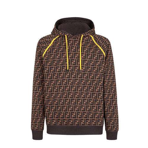FENDI/芬迪  20春夏新款男士棕色FF印花连帽卫衣 FY0945A6ZTF0QT1