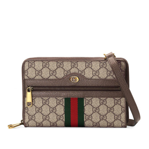 GUCCI/古驰 古琦女包 经典双G印花 红绿织带装饰 女士米色帆布时尚百搭单肩包 575722 96IWT 8745米色