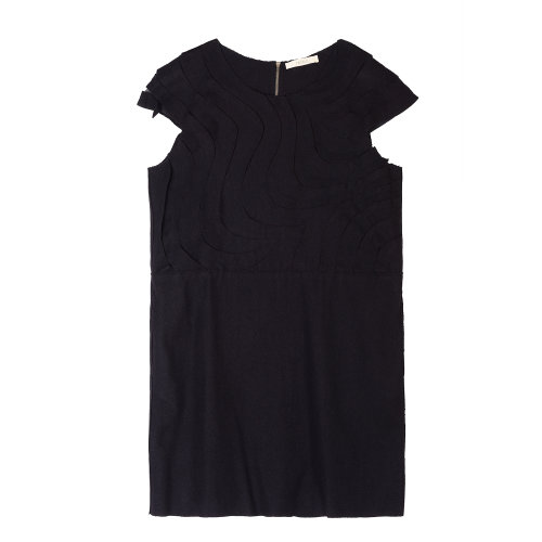 19年秋冬款nisiss/怡夕波纹饰无袖连衣裙女士连衣裙N101WO09