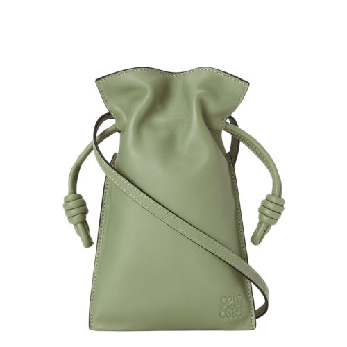 LOEWE/罗意威 Flamenco Pocket系列 女士迷迭香色纳帕小牛皮单肩斜挎手机包0010642726