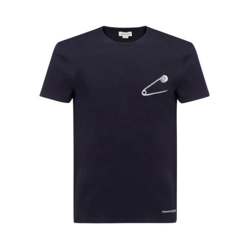 Alexander McQueen/亚历山大麦昆 男装 男士骷髅图案印花棉质时尚休闲圆领短袖T恤 649874QQZ540903