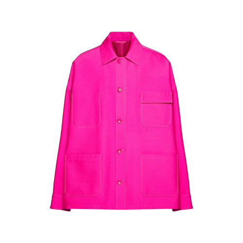 Valentino/华伦天奴 22年秋冬新款 Pink PP系列 男士亮粉色棉质羊毛和真丝混纺衬衫外套1V0CIM278E9UWT