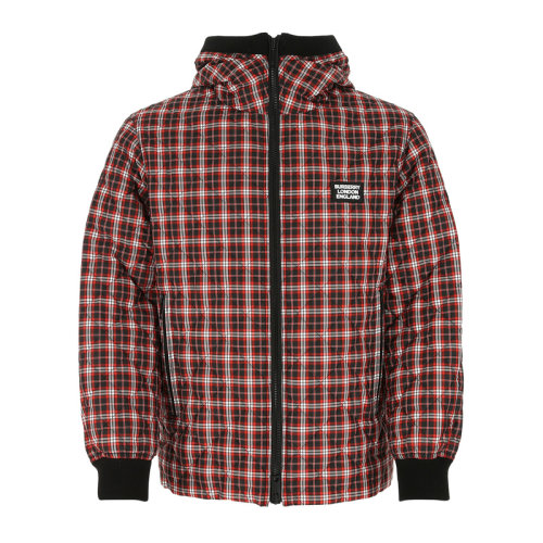 Burberry 博柏利 男士 服装 红色经典格纹带帽夹克 男士夹克