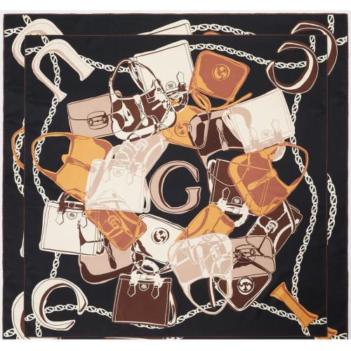  GUCCI古驰 22年秋冬 女士 Gucci手袋印花斜纹方巾 723139 3G001 4165