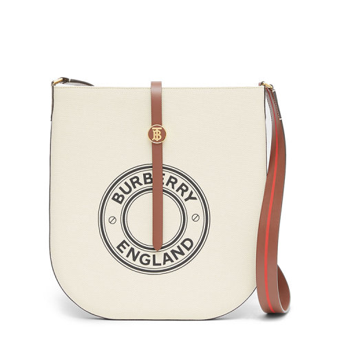 BURBERRY/博柏利Anne-徽标图案棉质帆布拼皮革艾尼手袋80268851