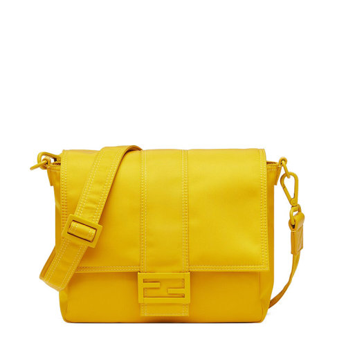 FENDI/芬迪 20  MESSENGER BAGUETTE系列 男士中号黄色尼龙FF磁扣单肩斜挎邮差包7VA537AG0PF03PF