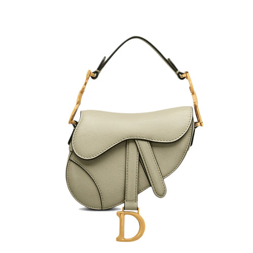 DIOR/迪奥 22新款SADDLE系列 女士超迷你款灰绿色羊皮革“D”形吊饰单肩斜挎手提马鞍包S5685CCEH_M70H