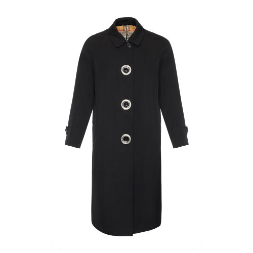 黑色翻领长款女士羊毛大衣 BURBERRY/博柏利 巴宝莉 女装 女士外套 风衣 女士大衣 瑕疵特卖（陈列痕迹，不影响使用）
