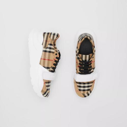 BURBERRY 22年秋冬 女士 Vintage 格纹棉质运动鞋 80202811 预定商品1-3周发货