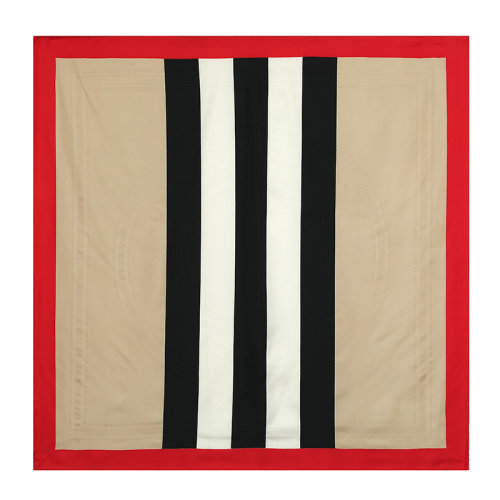 BURBERRY/博柏利标志性条纹拼徽标图案女士方丝巾8041733