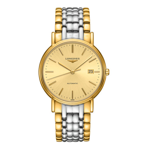 LONGINES/浪琴  时尚系列 自动机械表金盘精钢黄色PVD表带男表38.5毫米L4.921.2.32.7