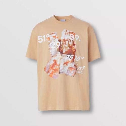  BURBERRY 22年秋冬 男士 人造水晶装饰坐标印花棉质 T 恤衫 80614131