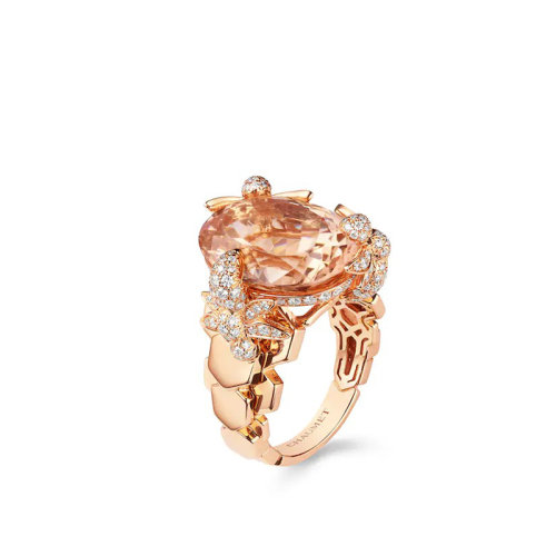 Chaumet/尚美 戒指/指环 EXQUISES系列 女士18k金玫瑰金镶有椭圆形切割摩根石和明亮式切割钻石戒指 083933
