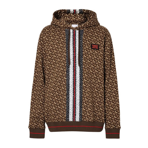 BURBERRY/博柏利  男装 服饰 棕色棉连帽潮流图案花纹束口袖男士卫衣 8018241