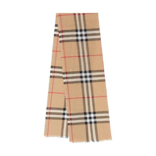  BURBERRY 22年秋冬 女士 轻盈格纹丝毛混纺围巾 80184681
