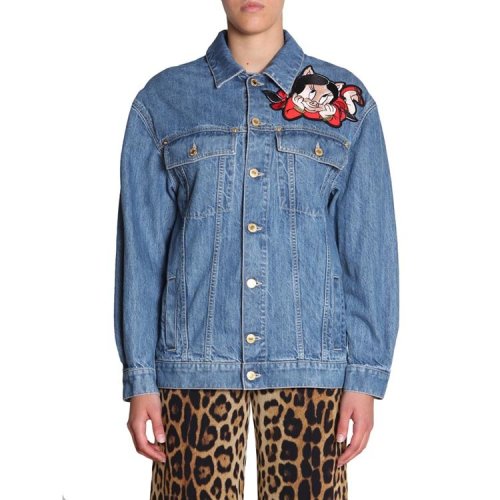 MOSCHINO/莫斯奇诺  春夏 牛仔外套 女性 logo 卡通印花 牛仔蓝色 女士夹克 0579_10201295
