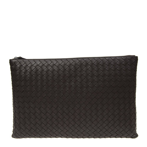 Bottega Veneta/葆蝶家 女士纯色羊皮编织拉链开合钱包手拿包女包多色可选 355261-V001O