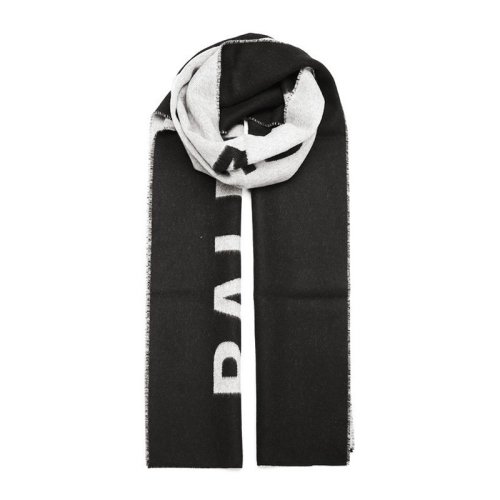 Balenciaga/巴黎世家 女士黑色白色拼色羊毛字母印花时尚围巾围脖 512732-320B0-9060