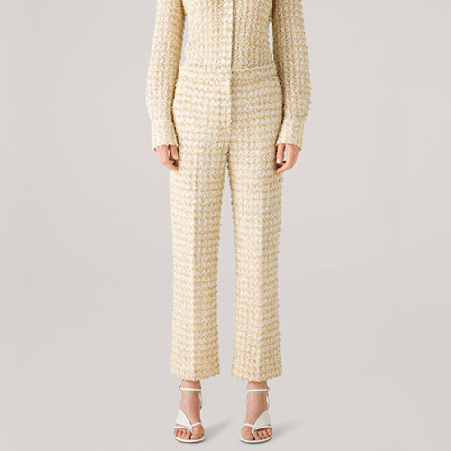 St.John/盛蔷21早秋睫毛纱修身针织微喇九分裤女士休闲裤K824001