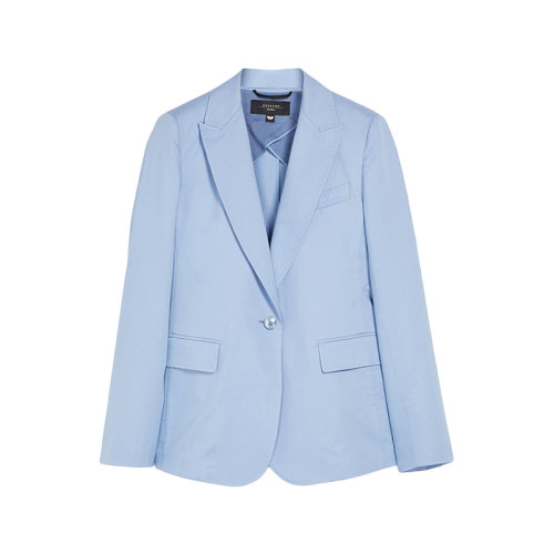MaxMara/麦丝玛拉 22年早春新款 GELOSIA系列 女士天蓝色棉麻混纺斜纹面料西装外套夹克5041032106009