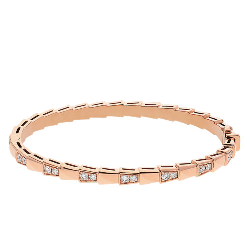 BVLGARI/宝格丽  SERPENTI VIPER系列 18K金玫瑰金半密钉钻石手镯355043
