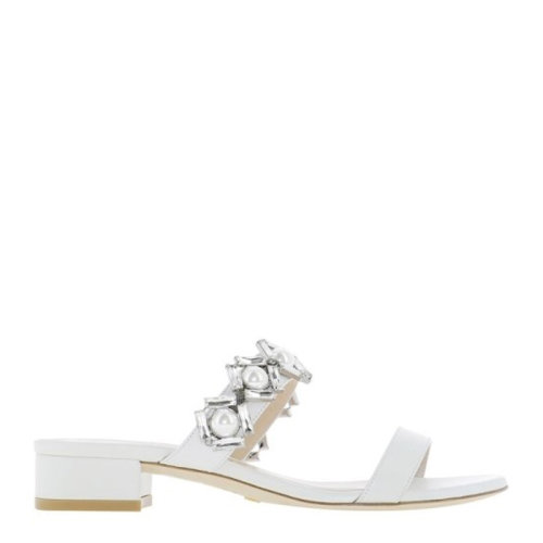 STUART WEITZMAN 思缇韦曼 女士 鞋靴  白色皮质高跟凉鞋拖鞋 女士凉拖