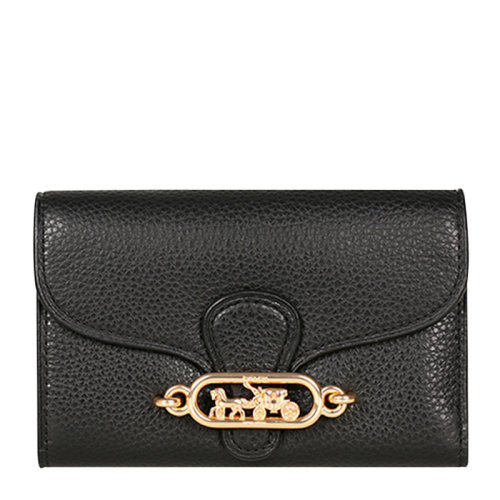 COACH/蔻驰女士黑色皮质零钱包短款钱包卡包?x88099IMBLK