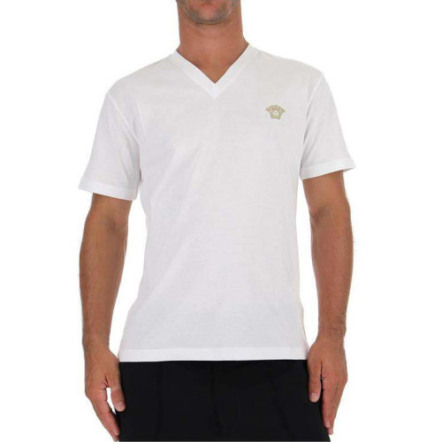 VERSACE 范思哲 男士服装 V领美杜莎图案棉质半袖T恤 男士短袖T恤