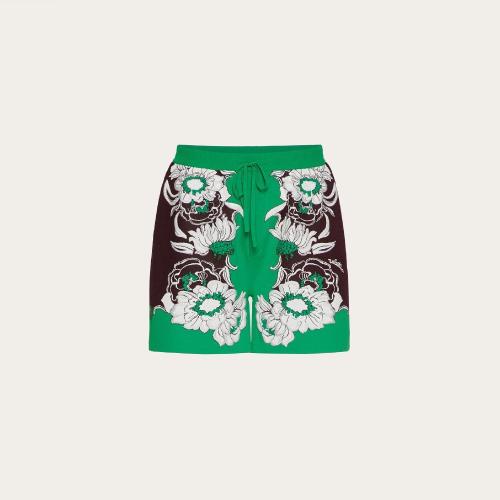 VALENTINO华伦天奴 22年秋冬 男士 短裤 BERMUDA EN VISCOSE a BRODERIE STREET FLOWERS DAISY