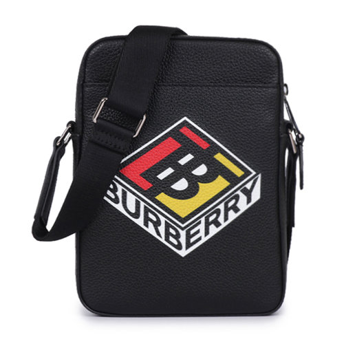 BURBERRY/博柏利 巴宝莉TB新款男包 男士TB立体图案黑色小牛皮斜挎包 80223181