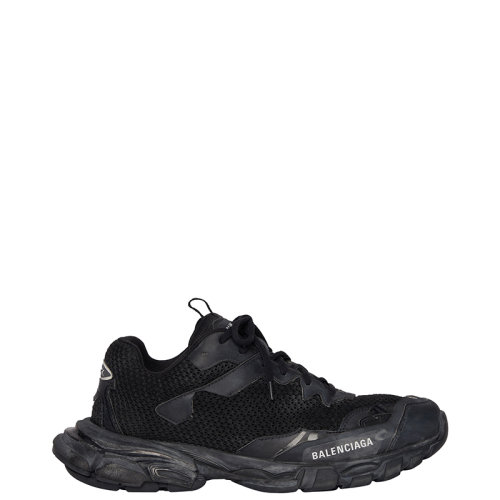 Balenciaga/巴黎世家 22年春夏新款 TRACK.3系列 女士黑色网布尼龙做旧效果运动鞋700873W3RF11090