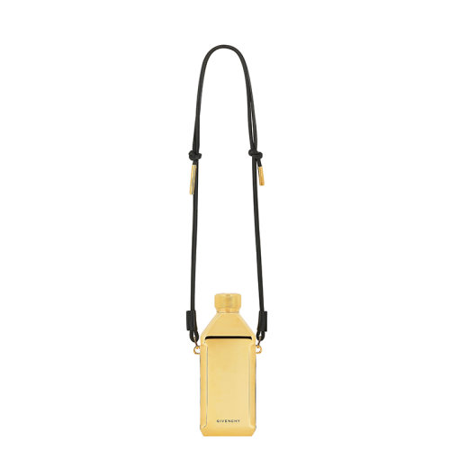 Givenchy/纪梵希 22春夏新款4G LOGO系列 男士黄金色铝制镌刻徽标黑色皮革肩带单肩斜挎水壶包 BK609VK1C9-710