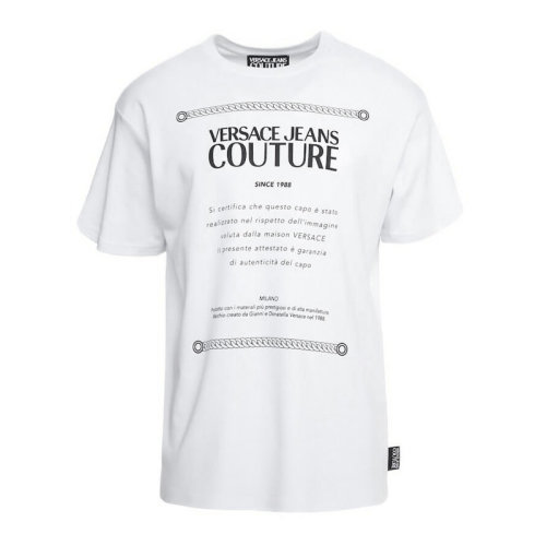 VERSACE JEANS/范思哲牛仔 女士纯色棉质经典字母徽标印花装饰圆领短袖上衣T恤 B2HUA7BT-30212 多色可选