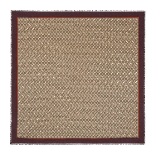 GUCCI/古驰 女士棕色米色和乌木色马衔扣图案GG印花莫代尔披肩6625773GA402276