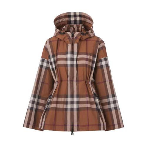  BURBERRY 22年秋冬 女士 格纹再生聚酯纤维连帽外套 80498041