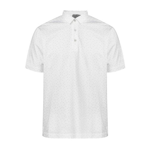 CANALI/康纳利 白色 男士印花波点图案短袖POLO衫 T0497-MJ00669-001 春夏款