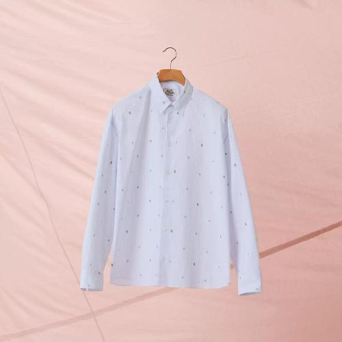  HERMES爱马仕 22年秋冬 男士 长袖衬衫 Chemise corps boxy imprimee ??Seersucker Lucky Ch