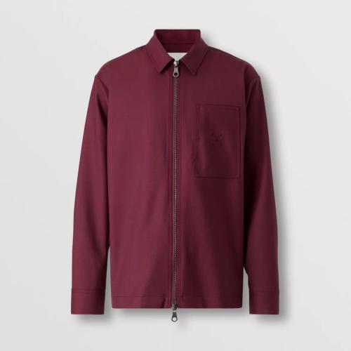  BURBERRY 22年秋冬 男士 徽标装饰拉链前襟羊毛衬衫 80572911