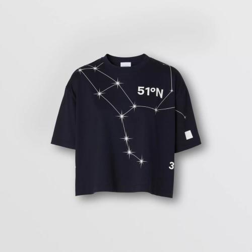  BURBERRY 22年秋冬 女士 星座印花棉质短款 T 恤衫 80613151