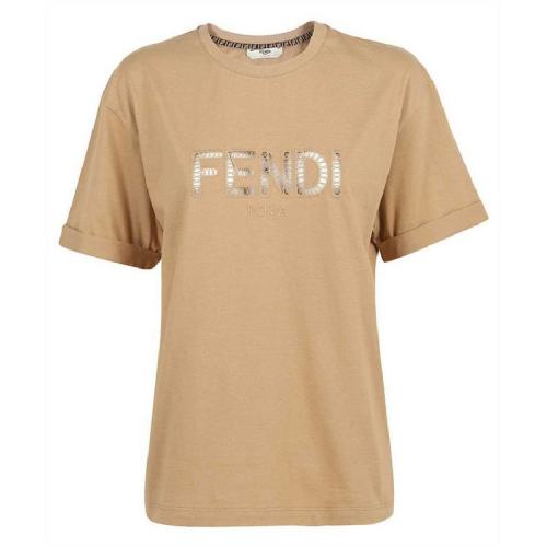  FENDI/芬迪 女士绿色棉质短袖T恤 FS7375 AFLT F1D3F PLFSX