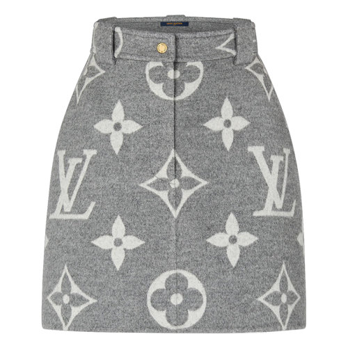 Louis Vuitton/路易威登  女士希瑟灰色羊毛A字半身裙1A91T7