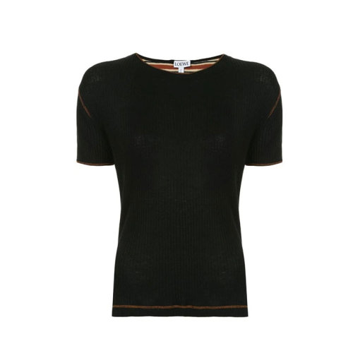 LOEWE/罗意威  女装 后背条纹 图案装饰 女士黑色棉质时尚圆领春夏短袖T恤 S6289322CR