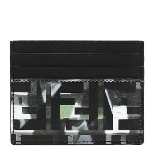 FENDI/芬迪 男士黑色牛皮经典双F迷彩印花卡包卡夹钱包男包 7M0164-ABM9-F0X93