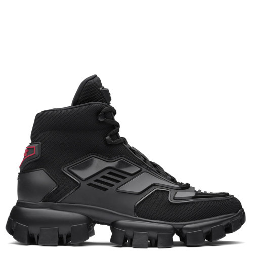 PRADA/普拉达  Cloudbust Thunder 男士黑色针织织物材质高帮运动鞋2TG180_3KZU_F0002