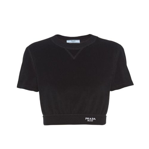 PRADA/普拉达 22年早春新款 女士黑色棉质短款上衣39537_1ZOM_F0002_S_221